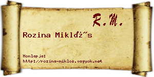 Rozina Miklós névjegykártya
